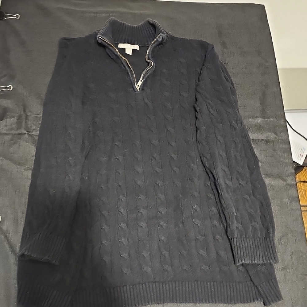 Woman Within Black Zip Up Sweater